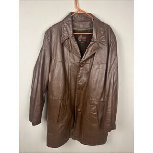 Vintage Vagabond New Hampshire Brown Leather Jacket Mens 46 Large Zip Out Liner